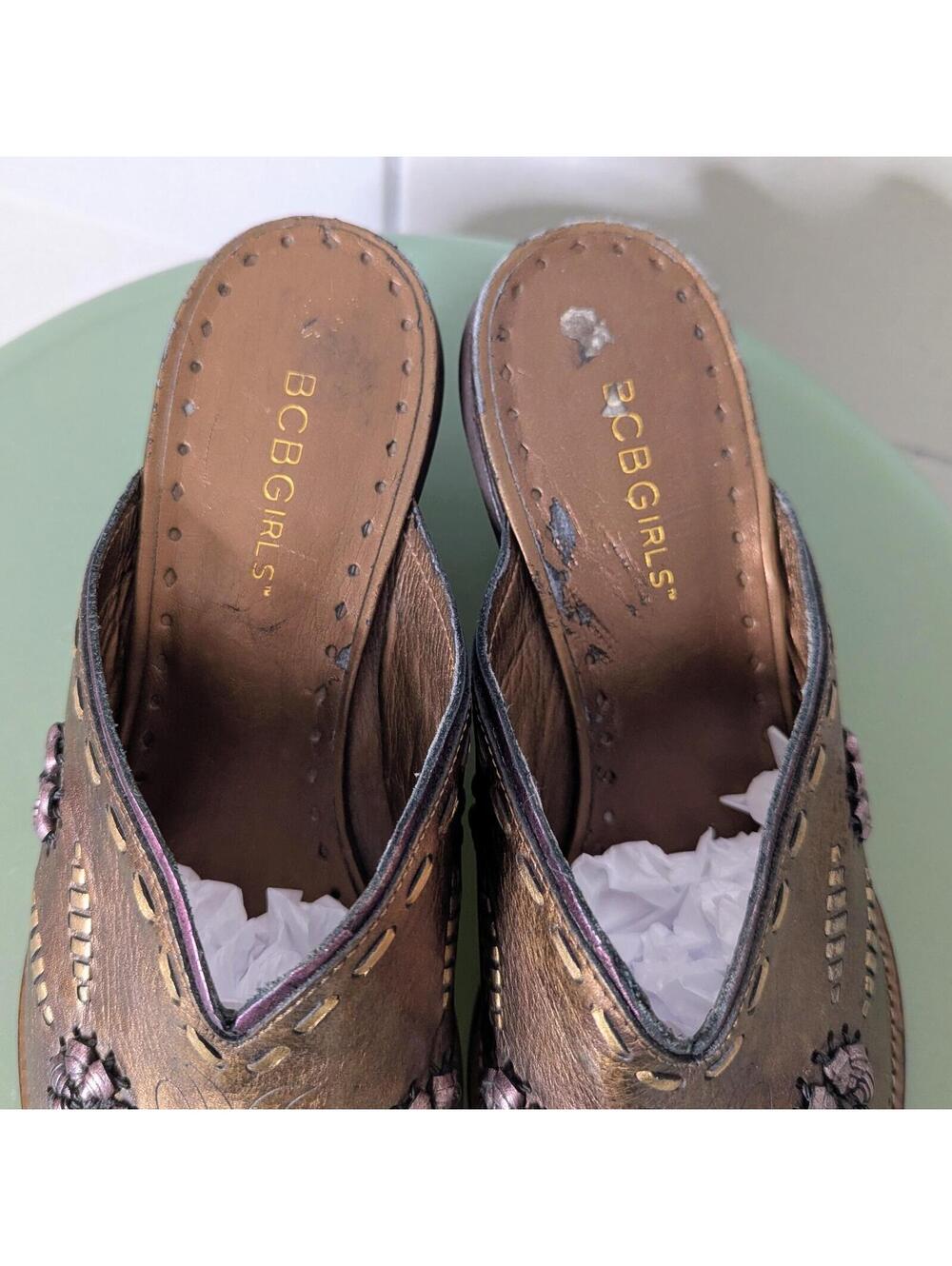 BCBGirls western metallic bronze leather mule booties - Picture 4 of 8